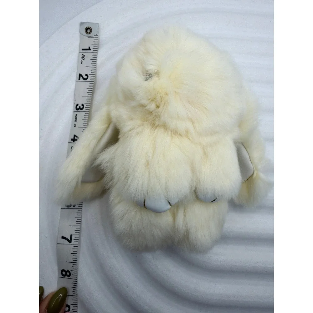 Fluffy Bunny Fur Keychain Cream Soft Plush‎ Pom Pom Bag Charm